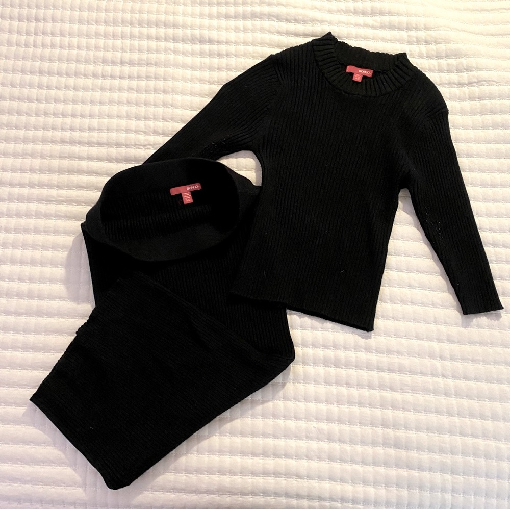 Black Midi Skirt Set